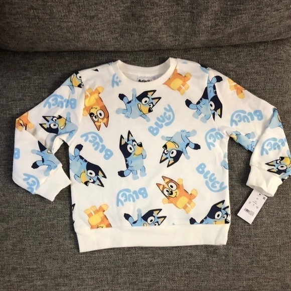 MOOSE Bluey Bingo Long Toddler Boys Sleeve Pullover Sweatshirt White 5T - Picture 5 of 13